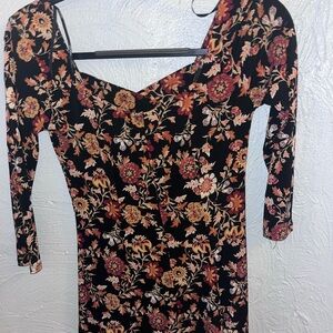 Forever 21 Black and Rust Floral Jumpsuit